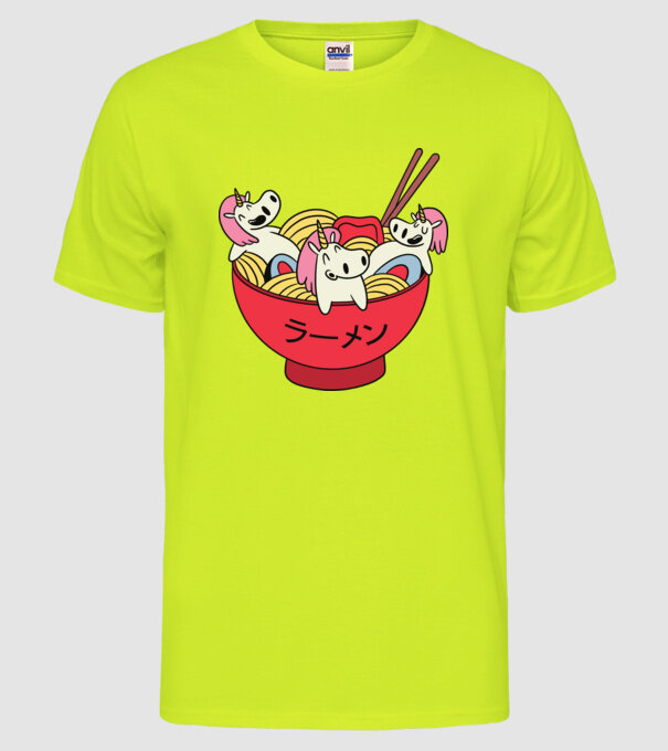 Unicorn Ramen model galben neon pe tricou