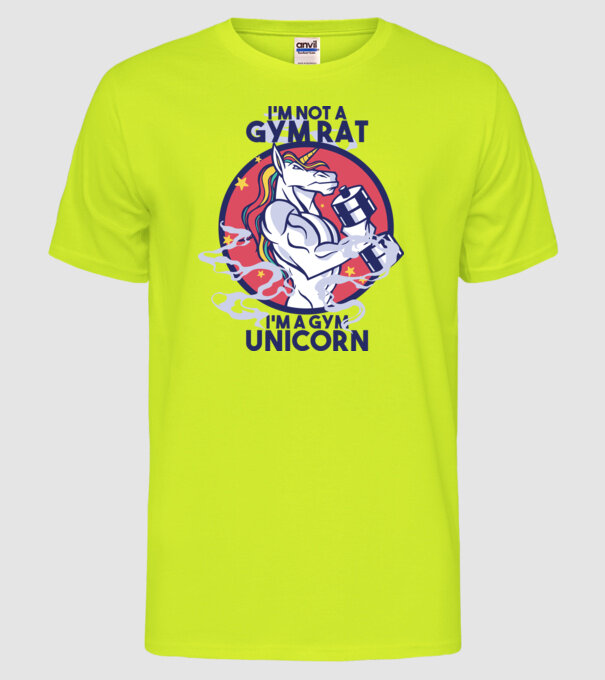 Unicorn antrenament cu haltere model galben neon pe tricou