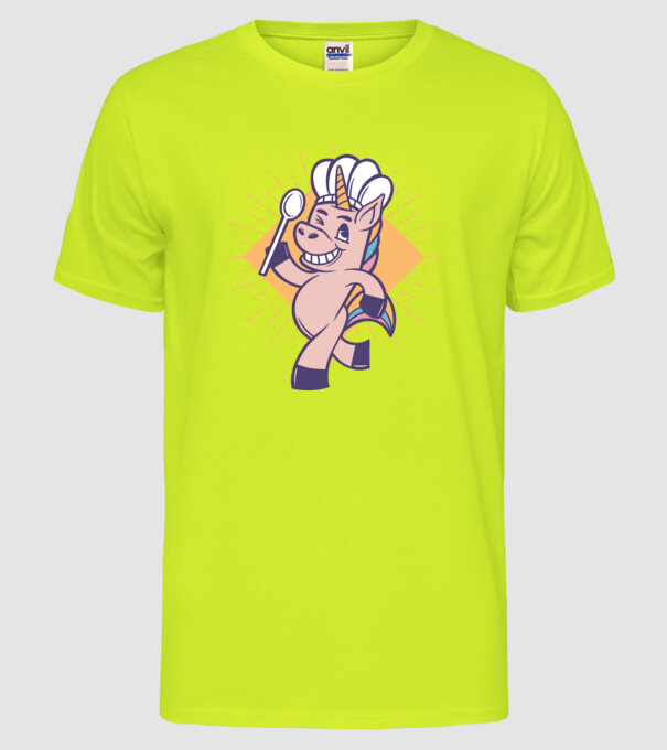 Unicorn Bucătar model galben neon pe tricou