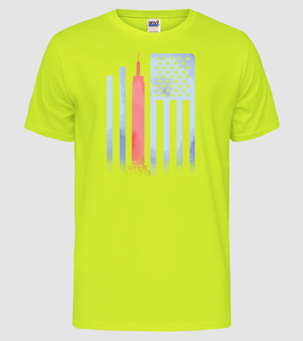 Usa Empire State Building model galben neon pe tricou