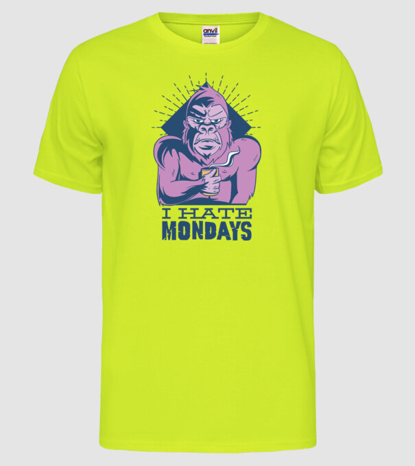 Urăsc zilele de luni model galben neon pe tricou