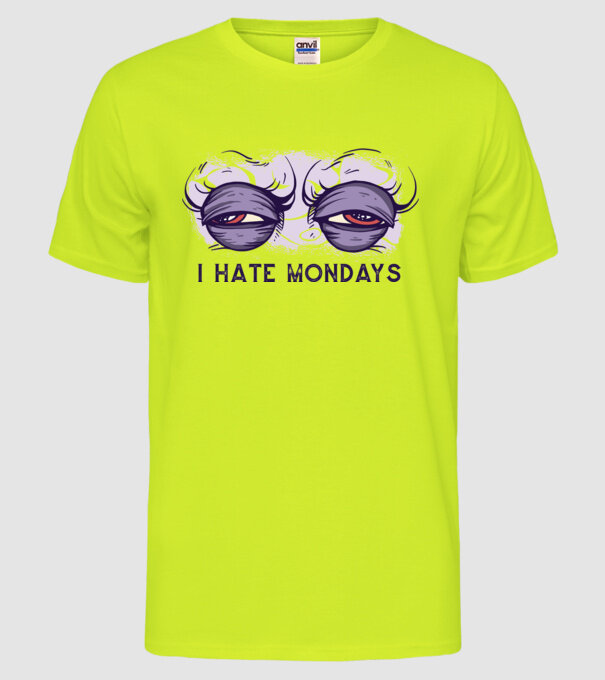 Urăsc zilele de luni model galben neon pe tricou