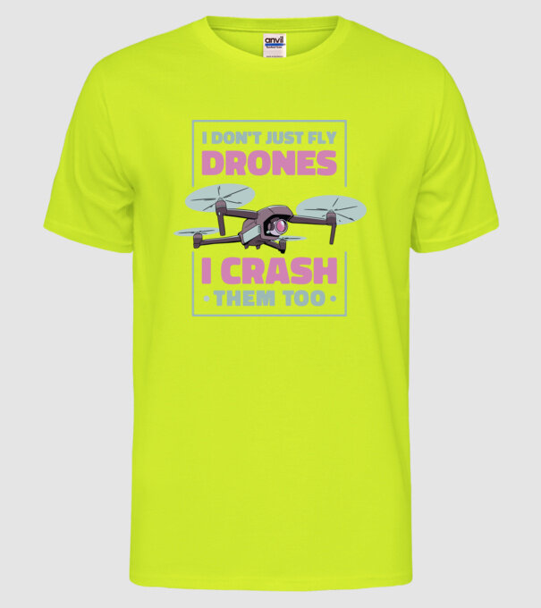 Tricou drone model galben neon pe tricou