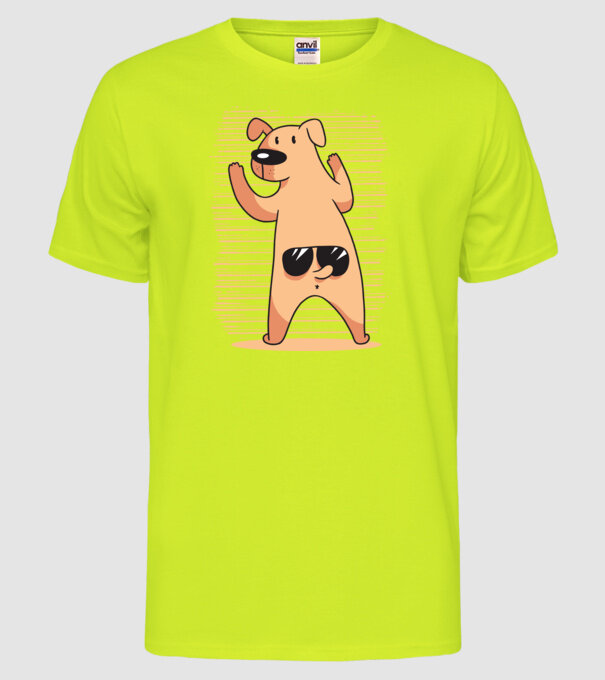 Tricou cu Câine amuzant model galben neon pe tricou