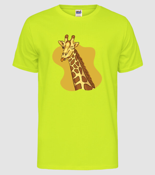 Girafă amuzantă model galben neon pe tricou