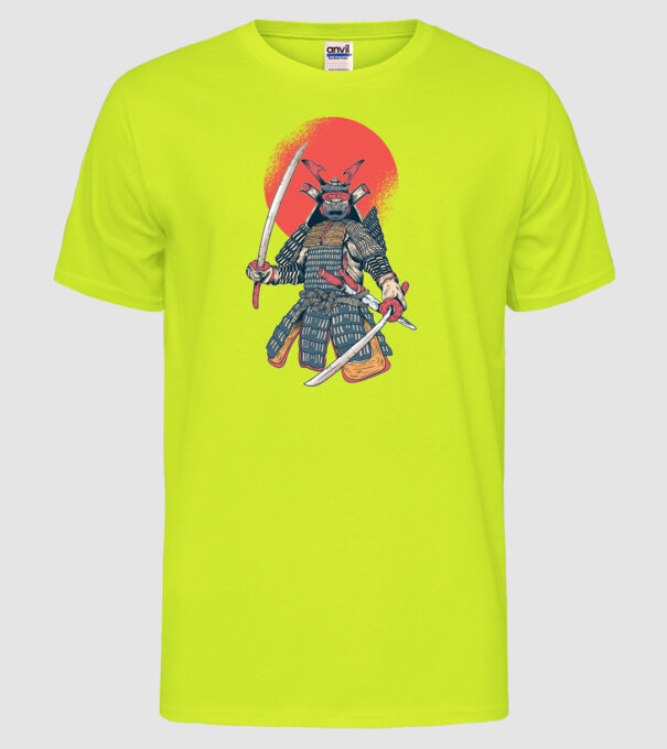 Vintage Samurai tricou arte marțiale orientale model galben neon pe tricou