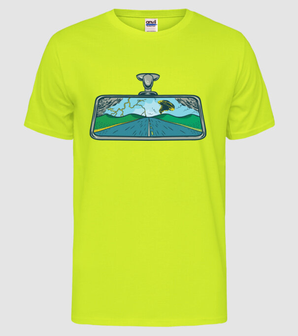 Oglindă retrovizoare model galben neon pe tricou