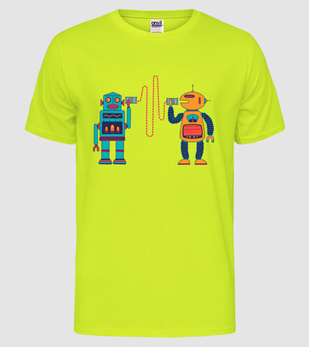 Walkie Talkie Robot model galben neon pe tricou