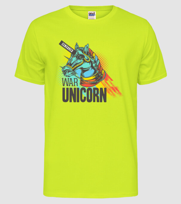 War Unicorn model galben neon pe tricou