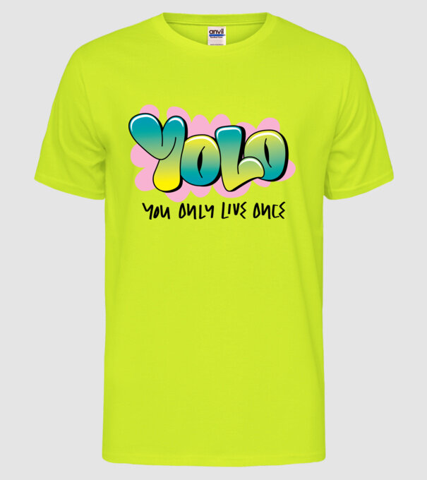 YOLO - You only live once model galben neon pe tricou