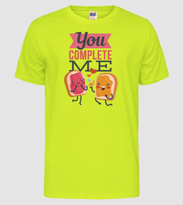 'You Complete Me Tricou drăguț pentru Valentine''s Day' model galben neon pe tricou