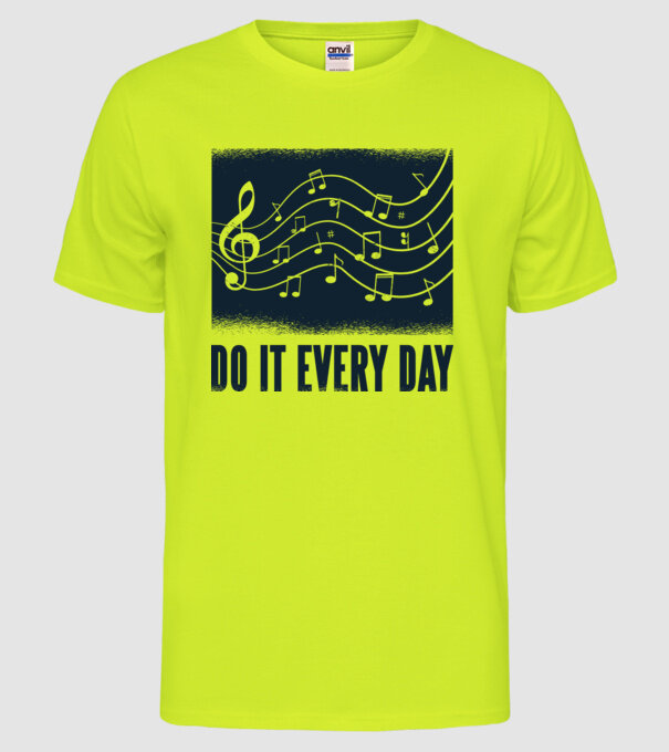 Note muzicale model galben neon pe tricou