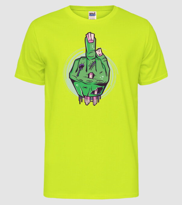 Mână Zombie model galben neon pe tricou