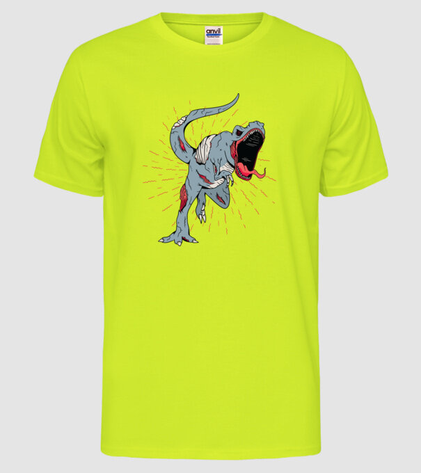 T-rex Zombie model galben neon pe tricou