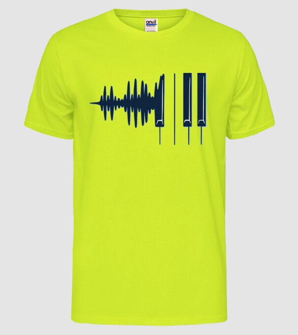 Clape de pian model galben neon pe tricou