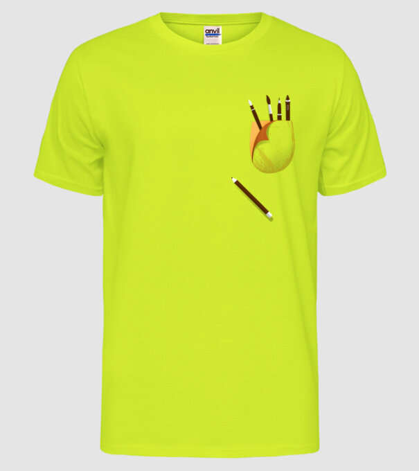 Designer buzunar model galben neon pe tricou