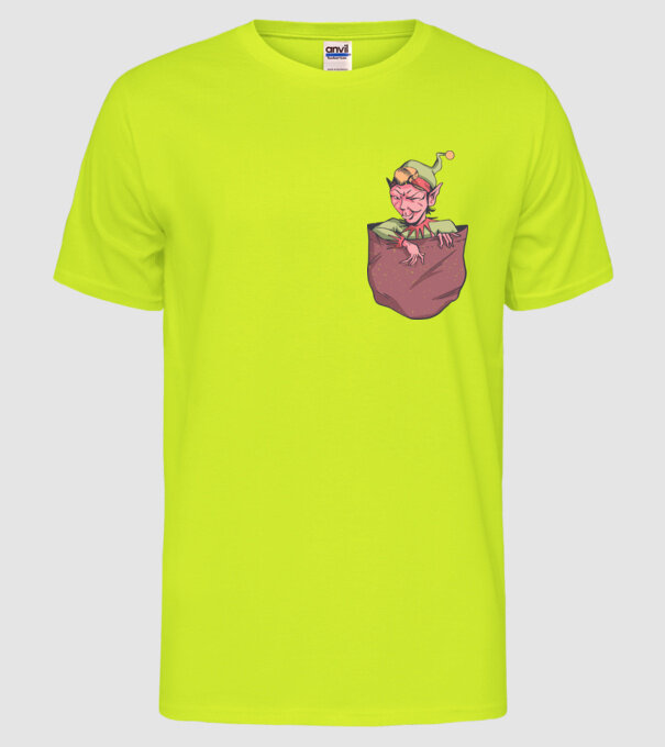 Elf de buzunar model galben neon pe tricou