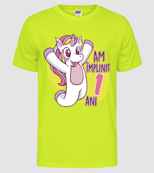 Am împlinit 1 an model galben neon pe tricou