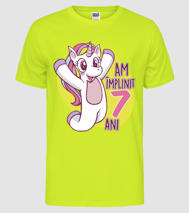 Am împlinit 7 ani model galben neon pe tricou