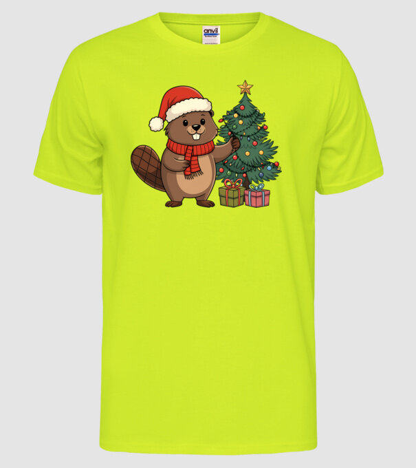 Bober Kurwa Christmas 2 model galben neon pe tricou