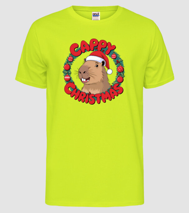 Cappy Christmas 1 model galben neon pe tricou
