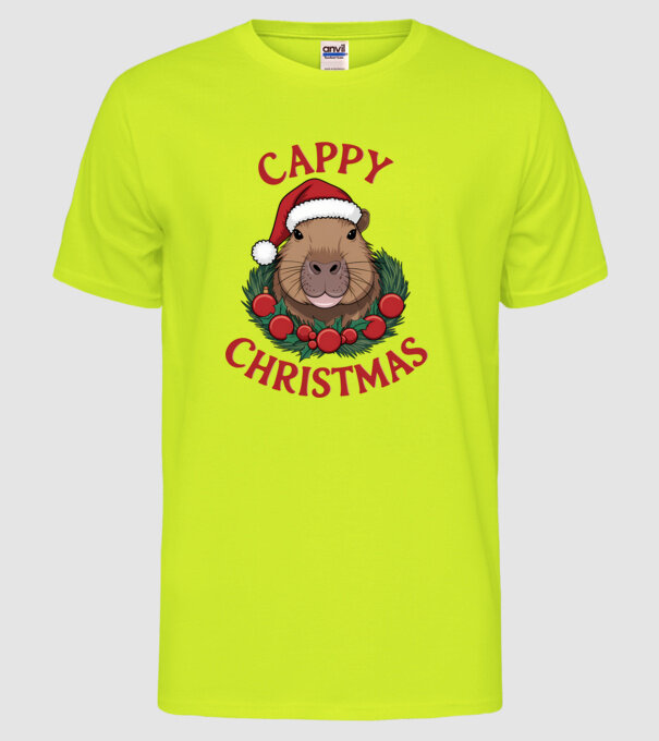 Cappy Christmas 2 model galben neon pe tricou