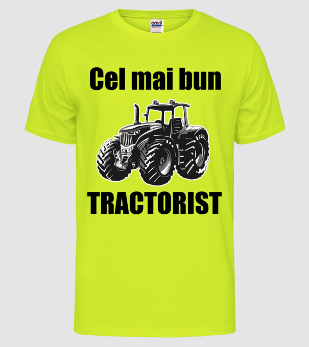Cel mai bun tractorist model galben neon pe tricou