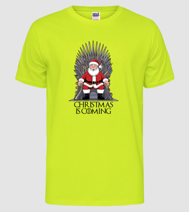 Christmas is Coming Alb model galben neon pe tricou
