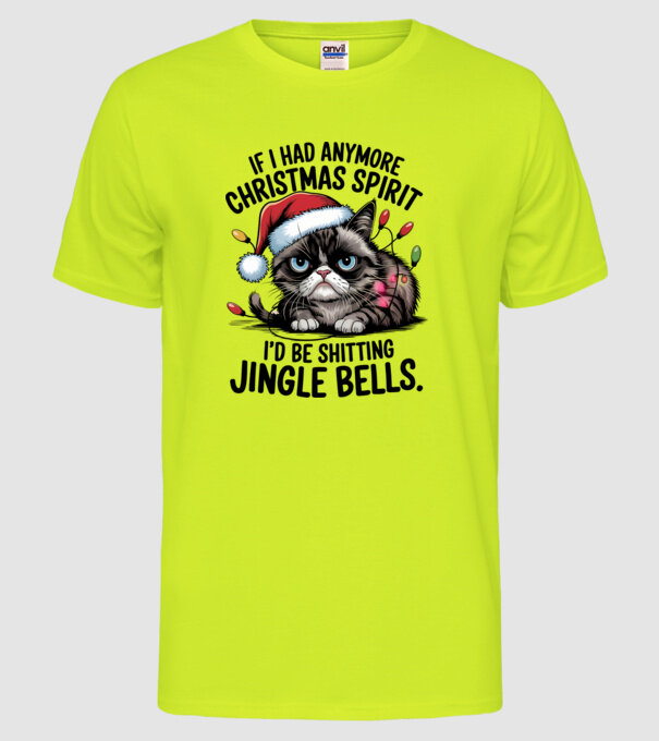 Christmas Spirit Grumpy Cat Alb model galben neon pe tricou
