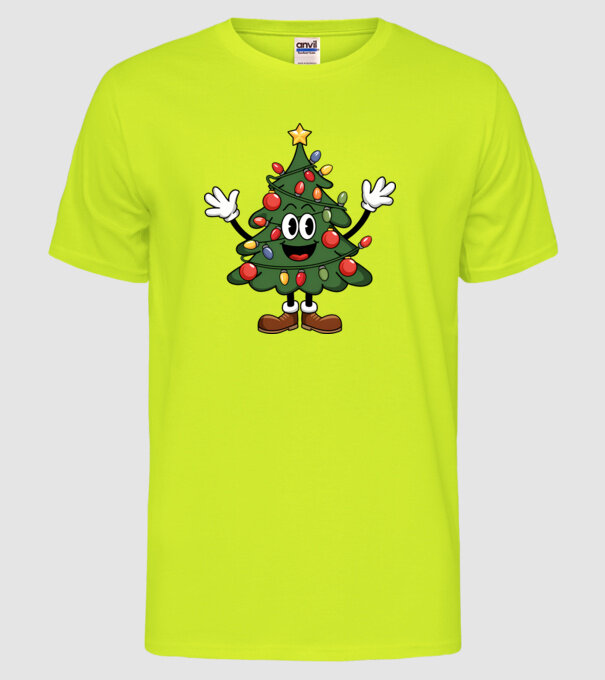 Copac de Crăciun drăguț model galben neon pe tricou