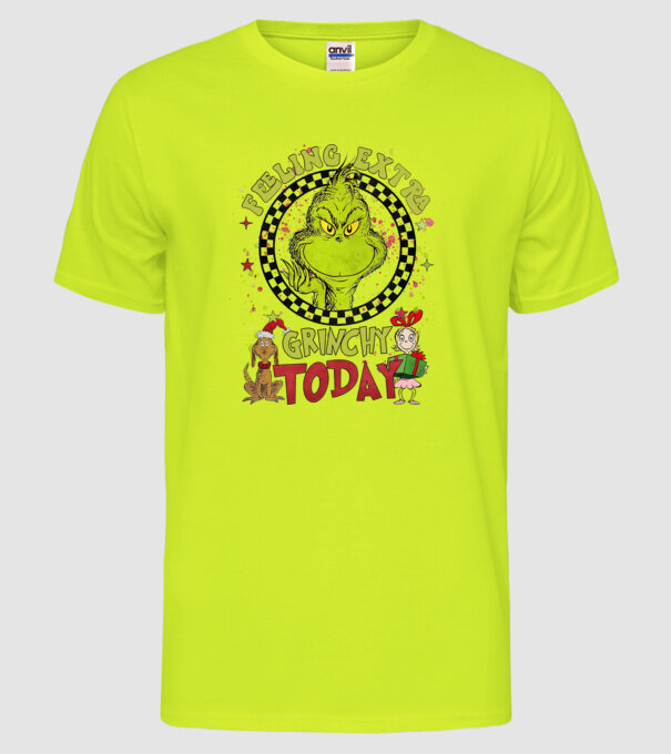 Feeling extra Grinchy today - Grinch model galben neon pe tricou
