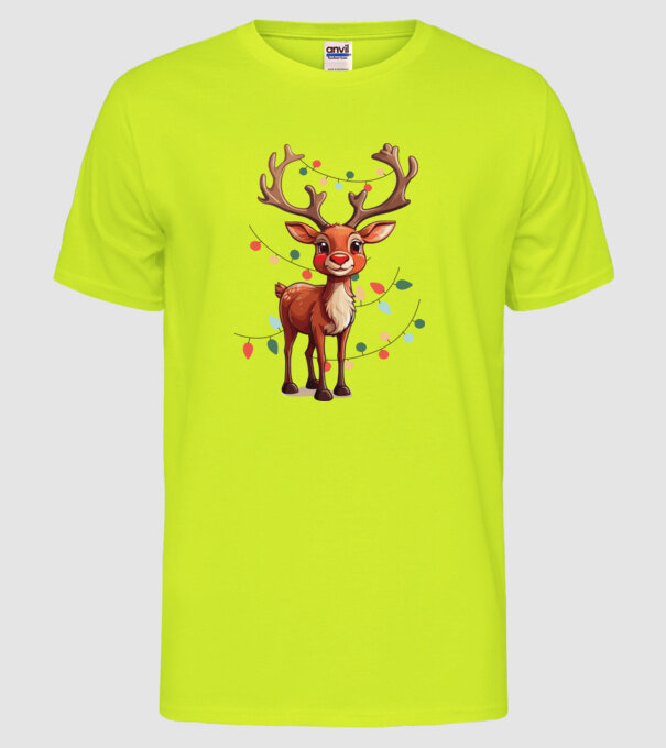 Festive Rudolph model galben neon pe tricou