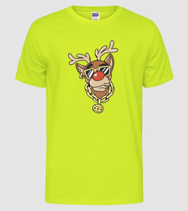 Gangster Reindeer model galben neon pe tricou