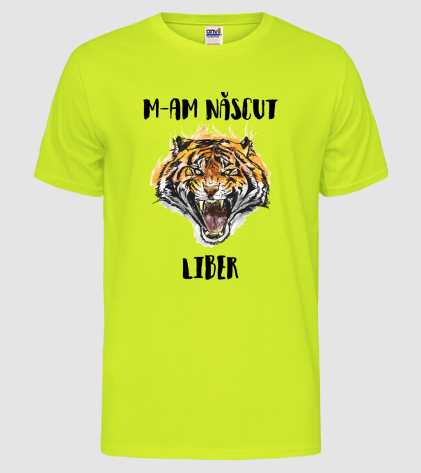 m-am născut liber model galben neon pe tricou