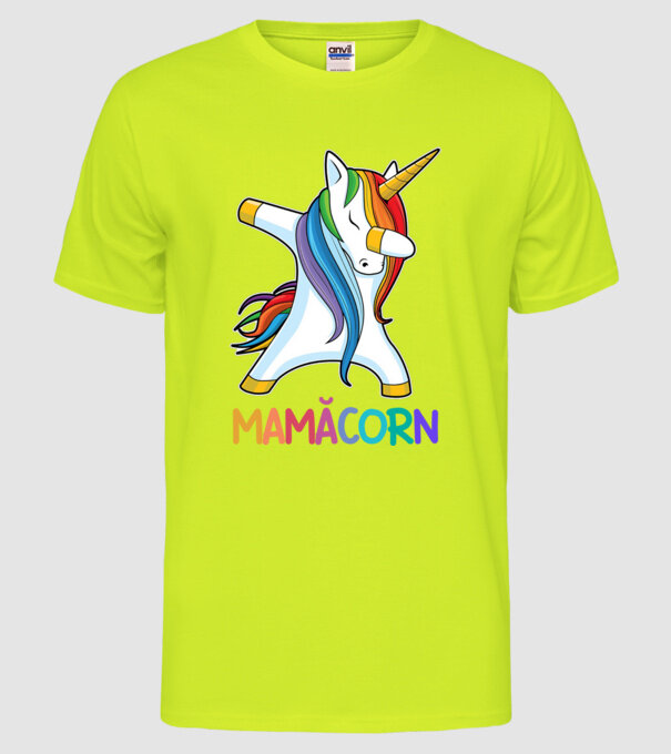 mamăcorn model galben neon pe tricou