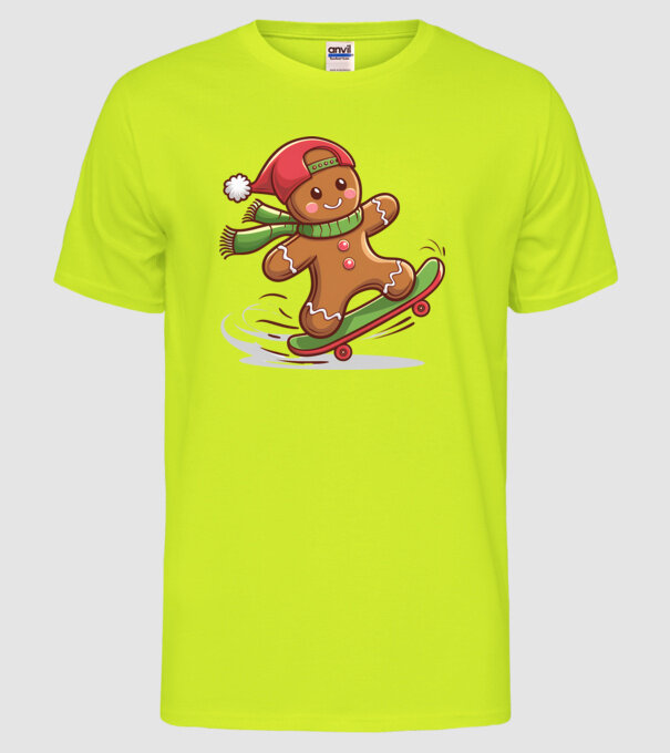 Patinator de turtă dulce model galben neon pe tricou