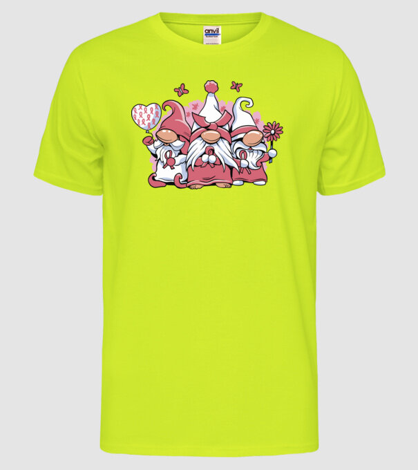 Pink christmas Gnomes model galben neon pe tricou