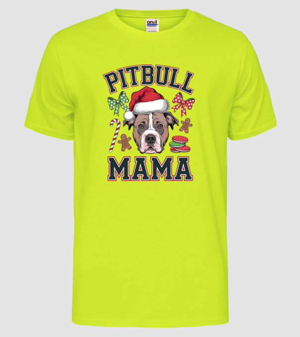 Pitbull Mama model galben neon pe tricou