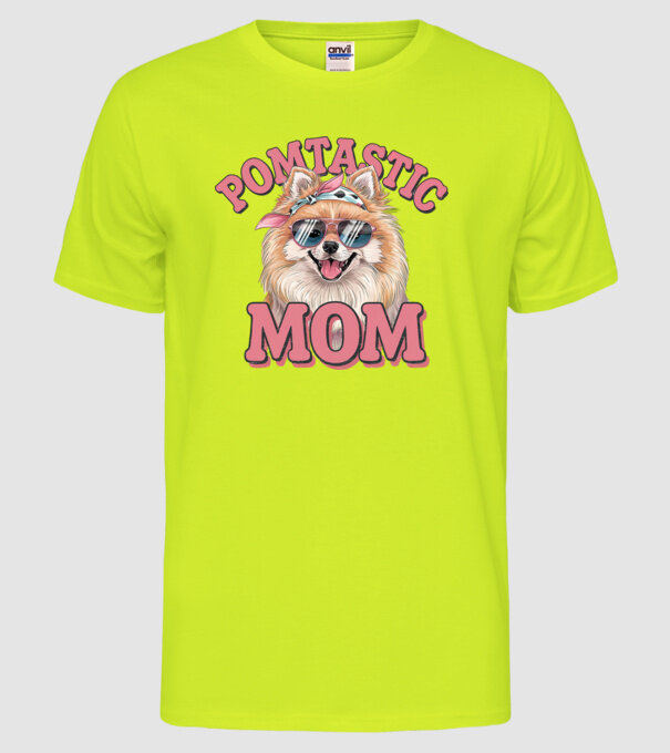 Pomtastic Mom model galben neon pe tricou