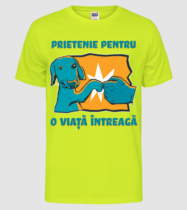 Prietenie pentru o viață întreagă model galben neon pe tricou