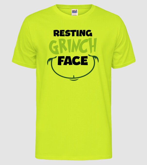 Resting Grinch face model galben neon pe tricou