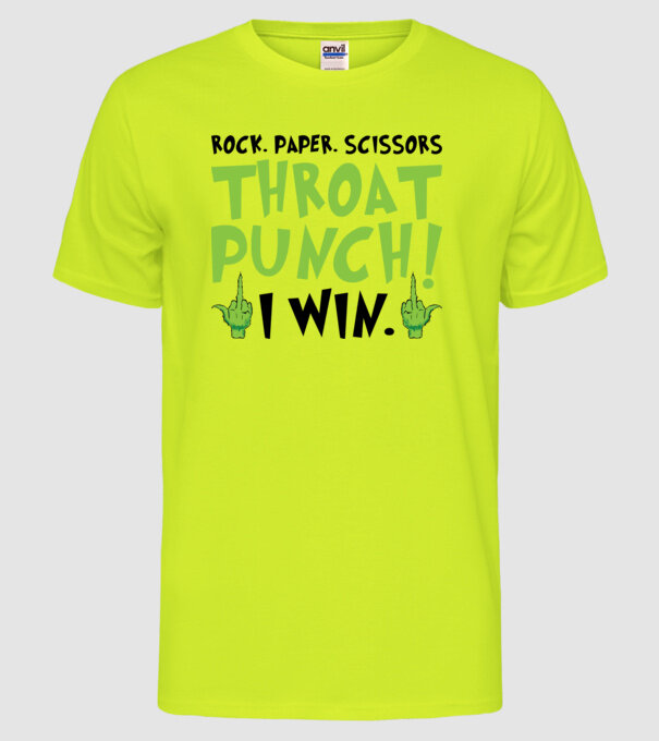 Rock paper scissors - Grinch model galben neon pe tricou