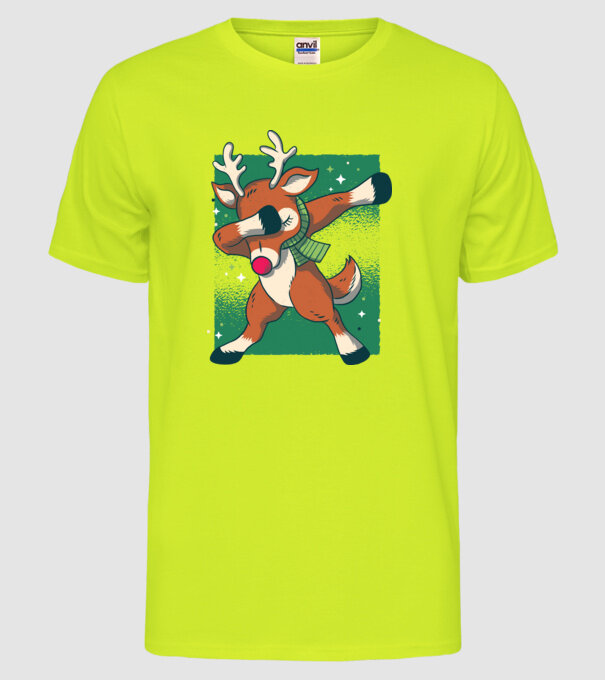 Rudolph DAB model galben neon pe tricou