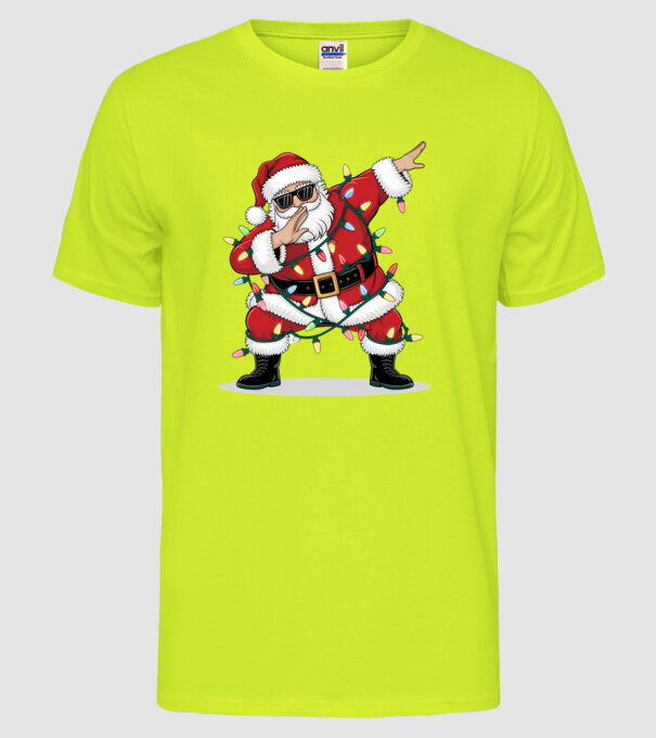 Santa Dab model galben neon pe tricou