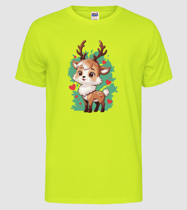 Valentine Deer model galben neon pe tricou