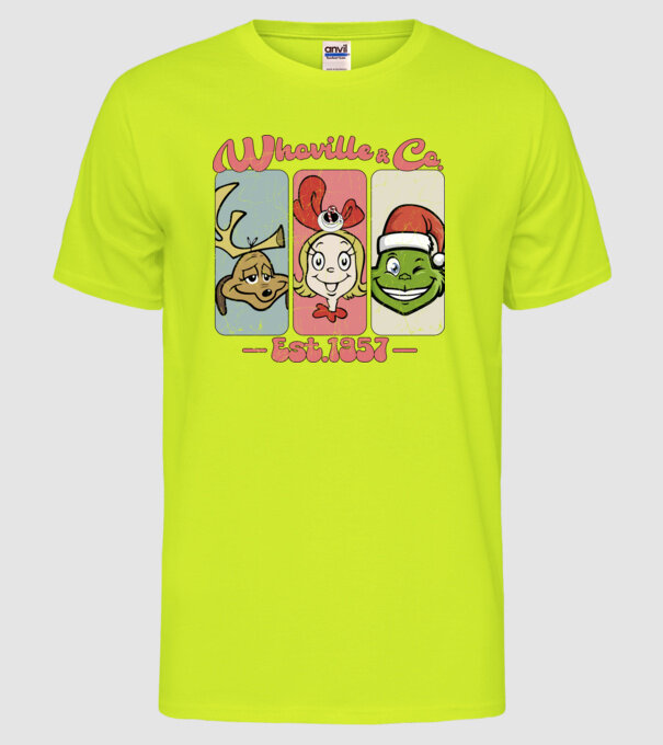 Whoville & Co - Grinch model galben neon pe tricou