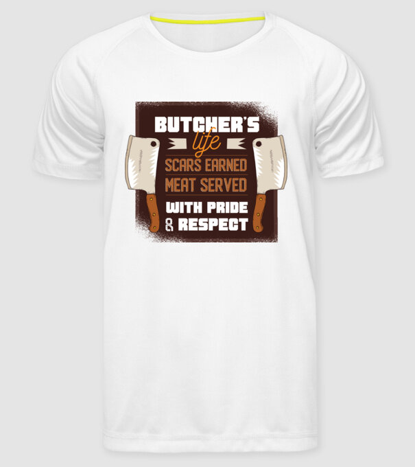 Viața măcelarului model alb pe tricou