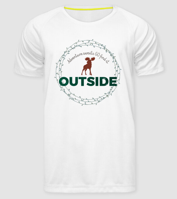 Adventure awaits model alb pe tricou