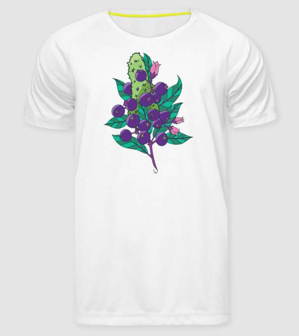 Arbust de afine model alb pe tricou