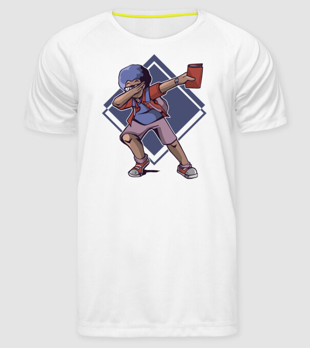 Student afro model alb pe tricou
